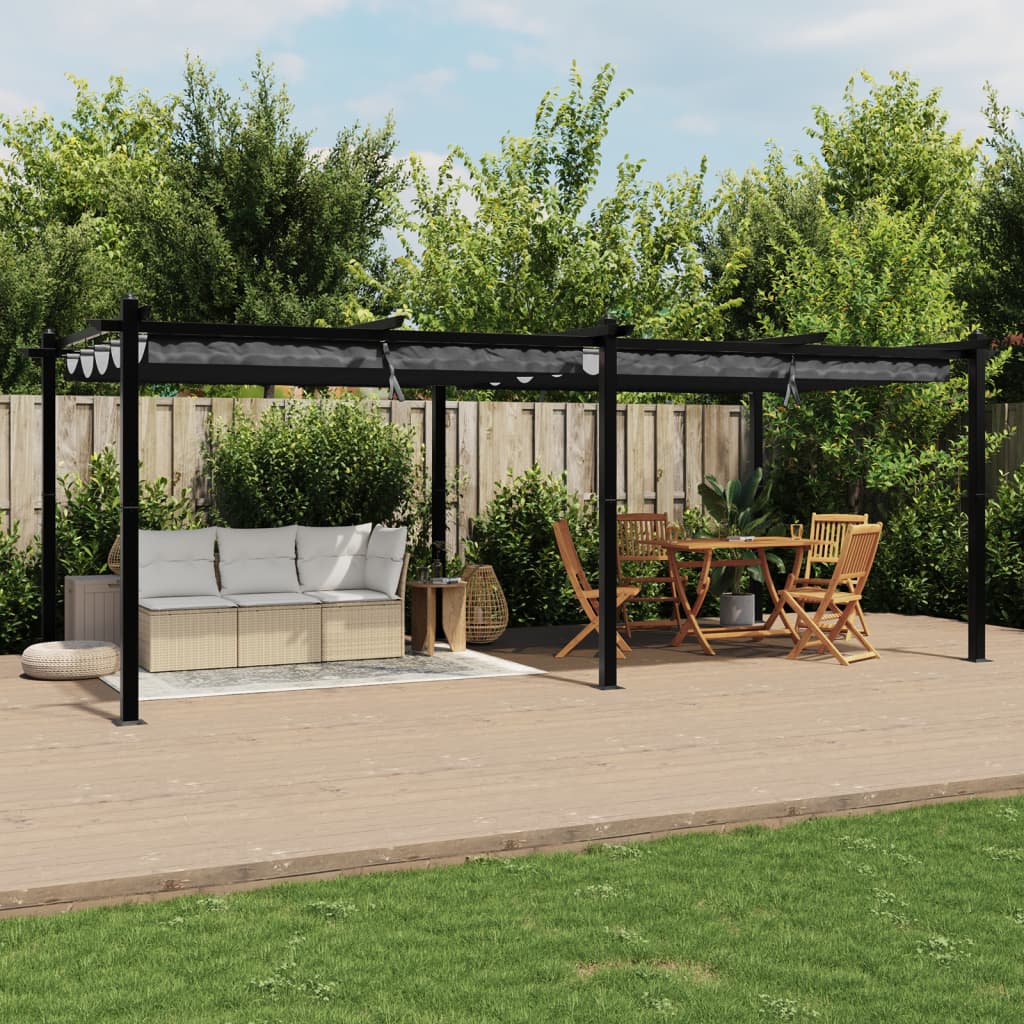 Gazebo Giardino con Tetto Retrattile Antracite 3x6 m Alluminio | homemem39