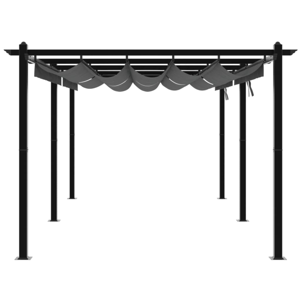 Gazebo Giardino con Tetto Retrattile Antracite 3x6 m Alluminio | homemem39