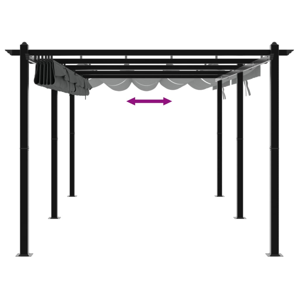 Gazebo Giardino con Tetto Retrattile Antracite 3x6 m Alluminio | homemem39
