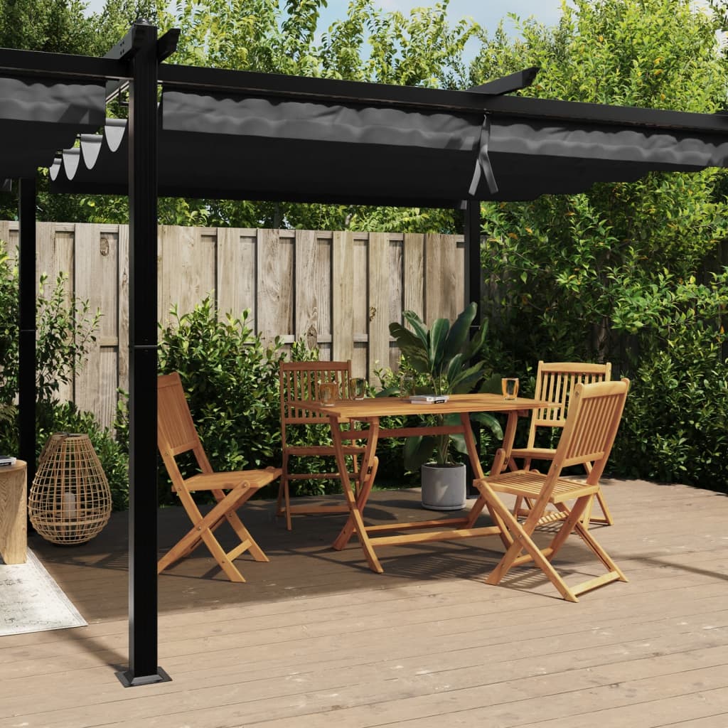 Gazebo Giardino con Tetto Retrattile Antracite 3x6 m Alluminio | homemem39