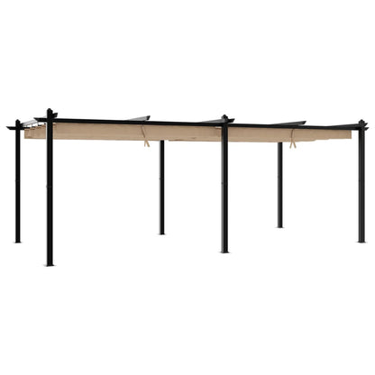 Gazebo da Giardino con Tetto Retrattile Tortora 3x6 m Alluminio | homemem39
