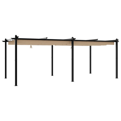 Gazebo da Giardino con Tetto Retrattile Tortora 3x6 m Alluminio | homemem39