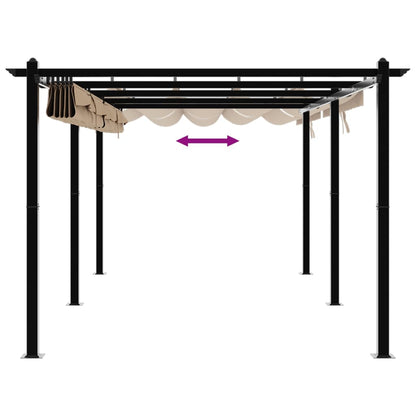 Gazebo da Giardino con Tetto Retrattile Tortora 3x6 m Alluminio | homemem39