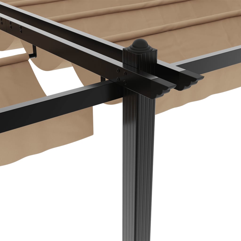 Gazebo da Giardino con Tetto Retrattile Tortora 3x6 m Alluminio | homemem39