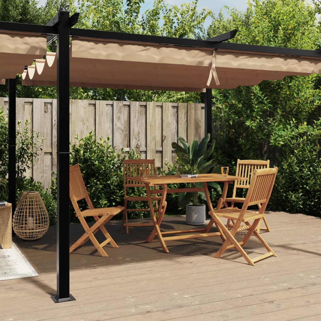 Gazebo da Giardino con Tetto Retrattile Tortora 3x6 m Alluminio | homemem39