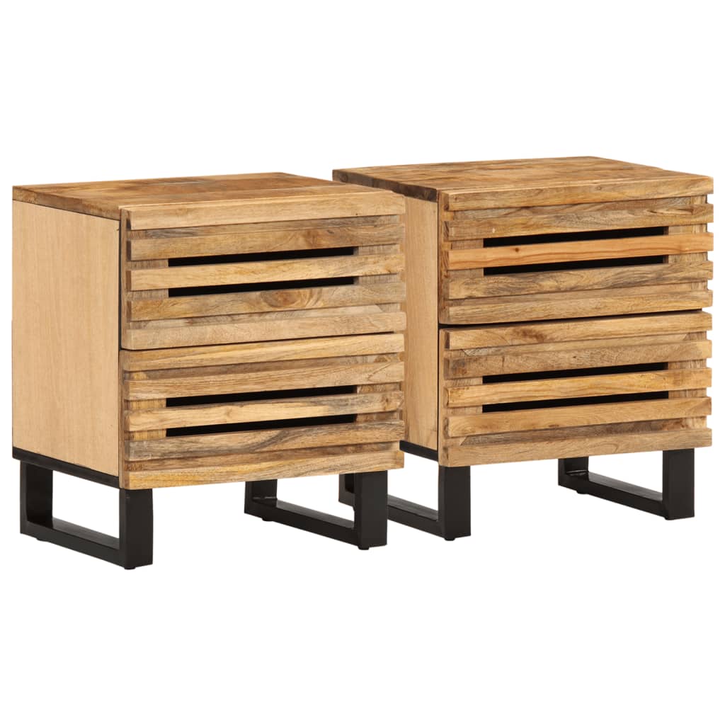 Comodini 2pz 40x34x46 cm in Legno Massello di Mango