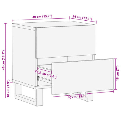 Comodini 2pz 40x34x46 cm in Legno Massello di Mango | homemem39