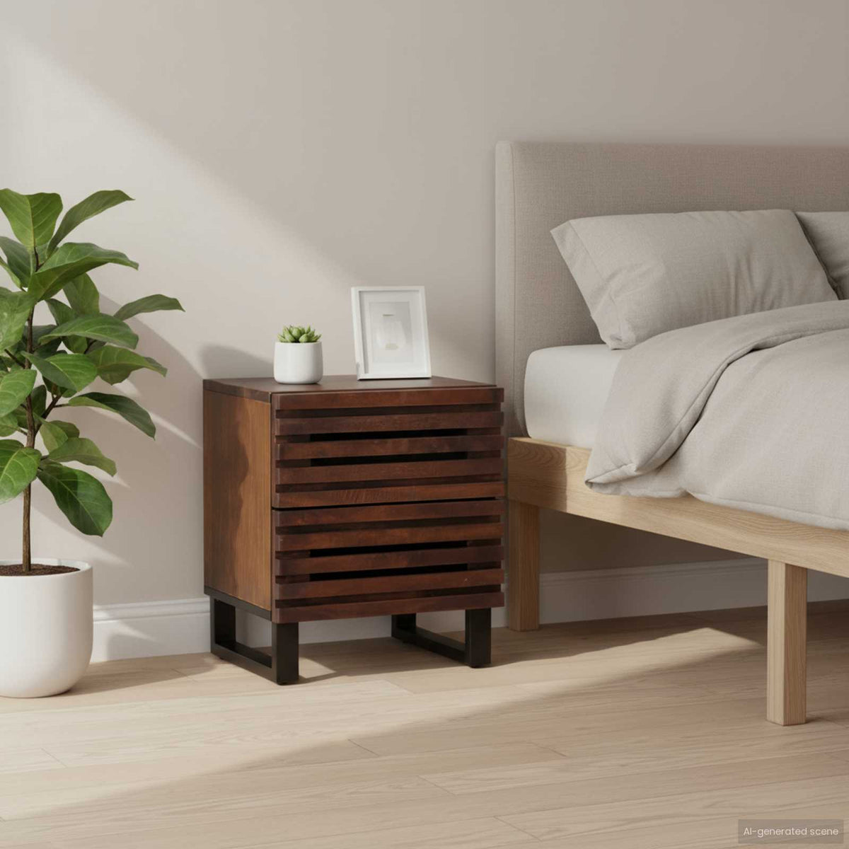 Comodini 2pz 40x34x46 cm in Legno Massello di Mango