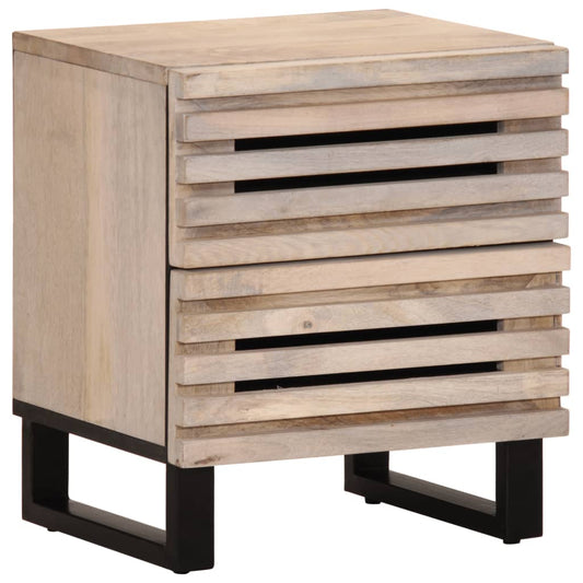 Comodini 2pz 40x34x46 cm in Legno Massello di Mango Sbiancato - homemem39