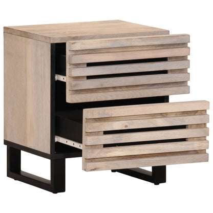 Comodini 2pz 40x34x46 cm in Legno Massello di Mango Sbiancato - homemem39