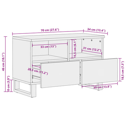 Mobile Porta TV 70x34x46 cm in Legno Massello di Acacia - homemem39