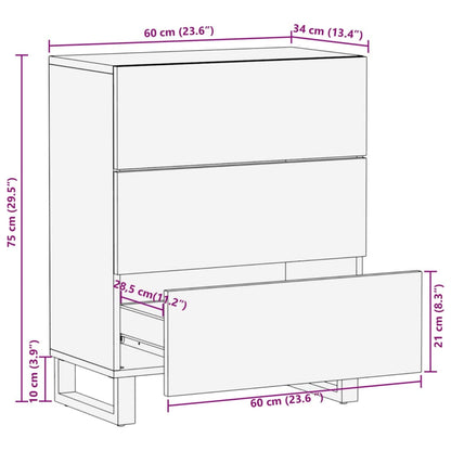 Credenza 60x34x75 cm in Legno Massello di Acacia | homemem39