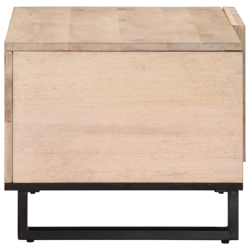 Tavolino da Salotto Bianco 80x51x40 cm Legno Massello di Mango | homemem39