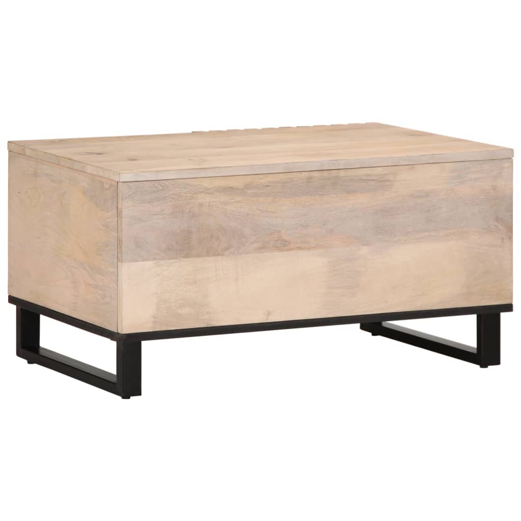 Tavolino da Salotto Bianco 80x51x40 cm Legno Massello di Mango