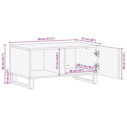 Tavolino da Salotto Bianco 80x51x40 cm Legno Massello di Mango | homemem39