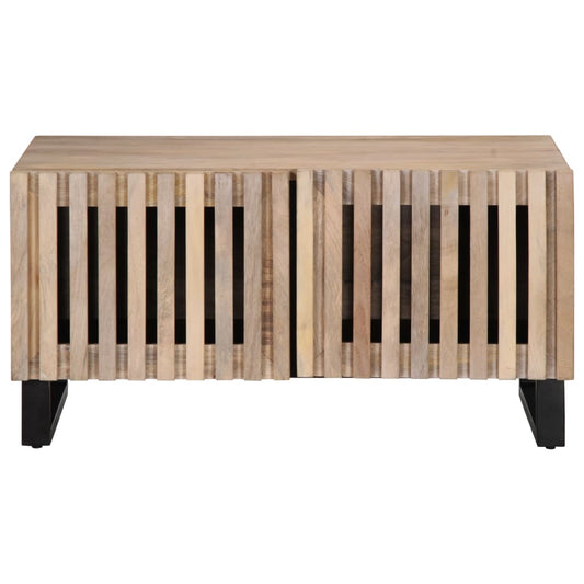 Tavolino da Salotto Bianco 80x51x40 cm Legno Massello di Mango | homemem39