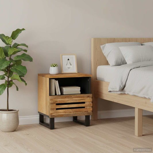 Comodini 2pz 40x34x46 cm in Legno Massello di Mango