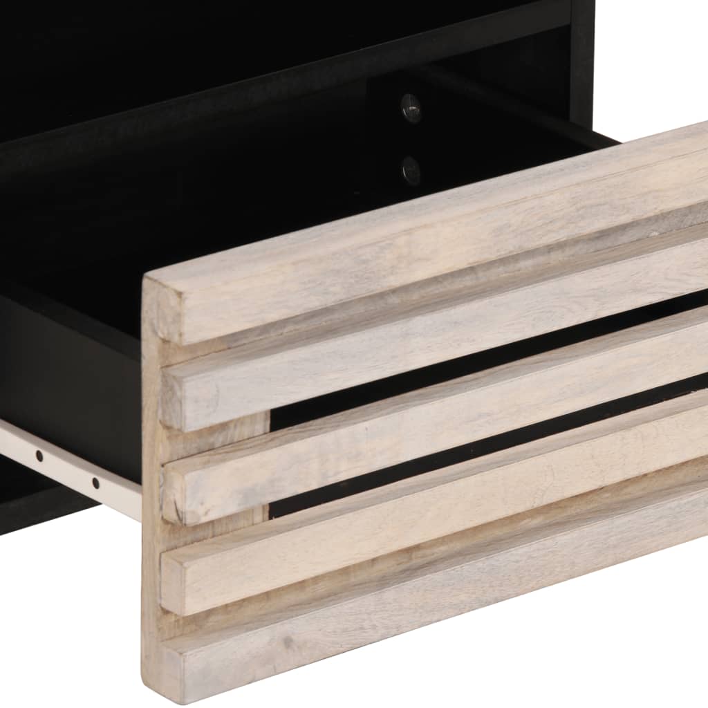 Comodino 40x34x46 cm in Legno Massello di Mango Sbiancato - homemem39