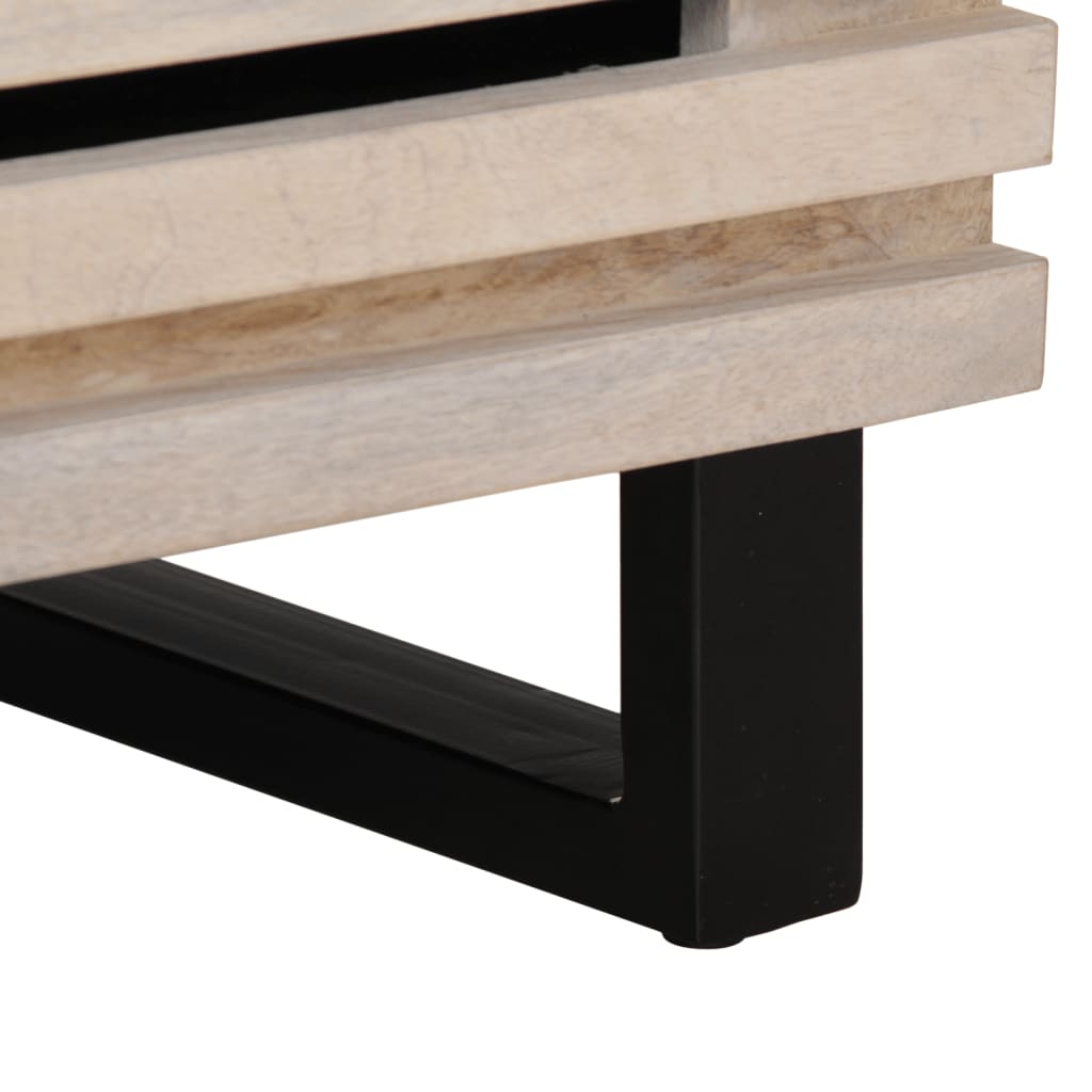 Comodino 40x34x46 cm in Legno Massello di Mango Sbiancato