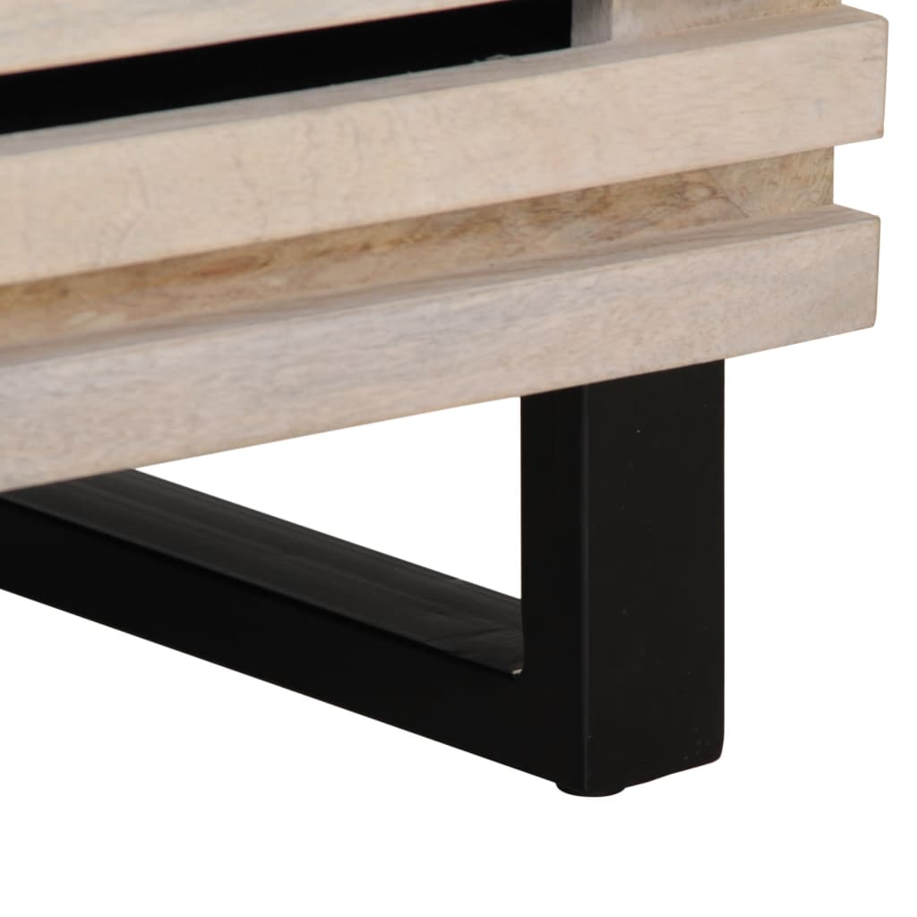 Comodini 2pz 40x34x46 cm in Legno Massello di Mango Sbiancato - homemem39