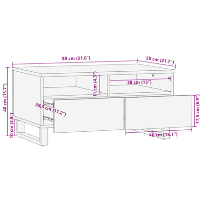 Tavolino da Salotto Marrone 80x55x40 cm Legno Massello di Mango
