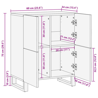 Credenza 60x34x75 cm in Legno Massello di Mango