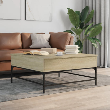 Tavolino Rovere Sonoma 95x95x45 cm Legno Multistrato e Metallo | homemem39