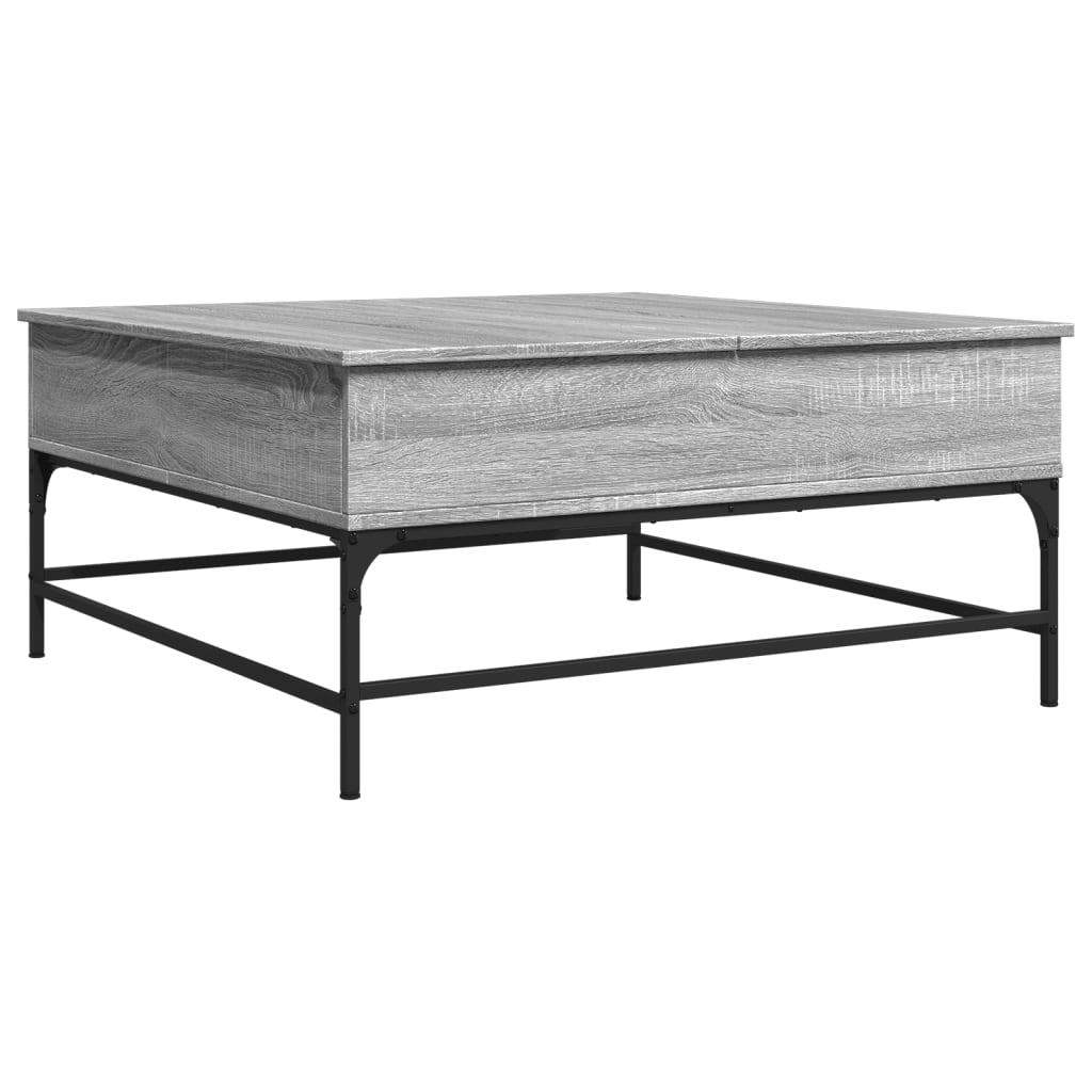 Tavolino Grigio Sonoma 95x95x45 cm Legno Multistrato e Metallo | homemem39