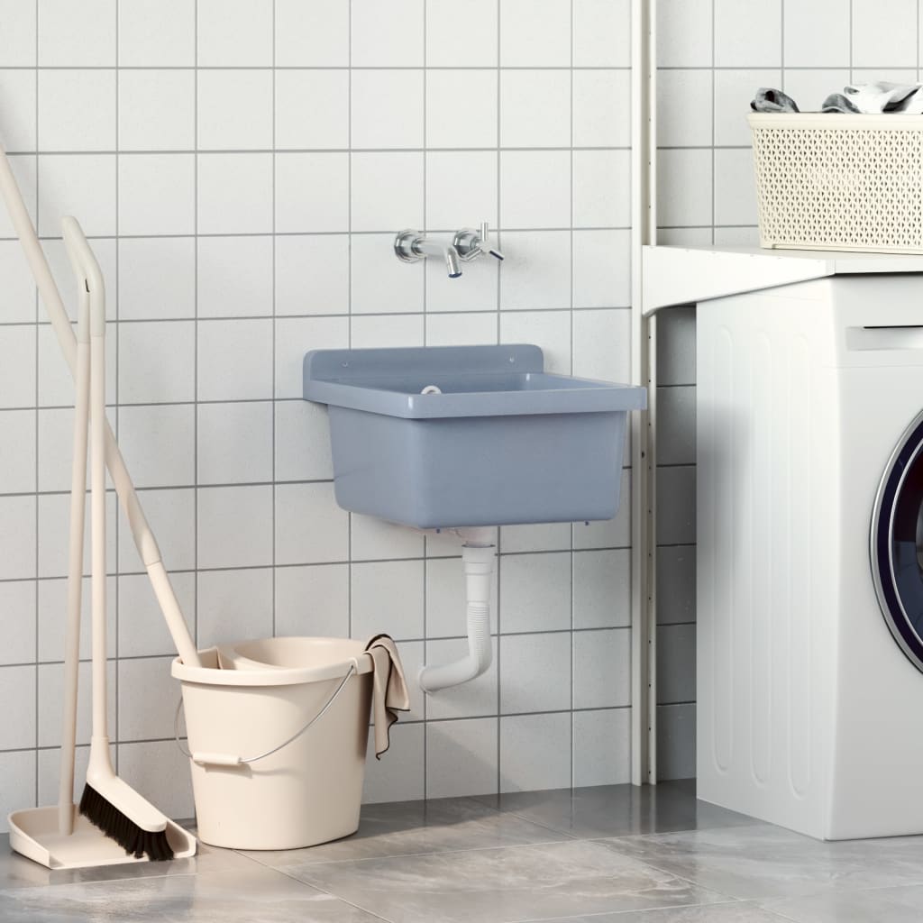 Lavabo a Parete Grigio 40x40x24 cm in Resina | homemem39