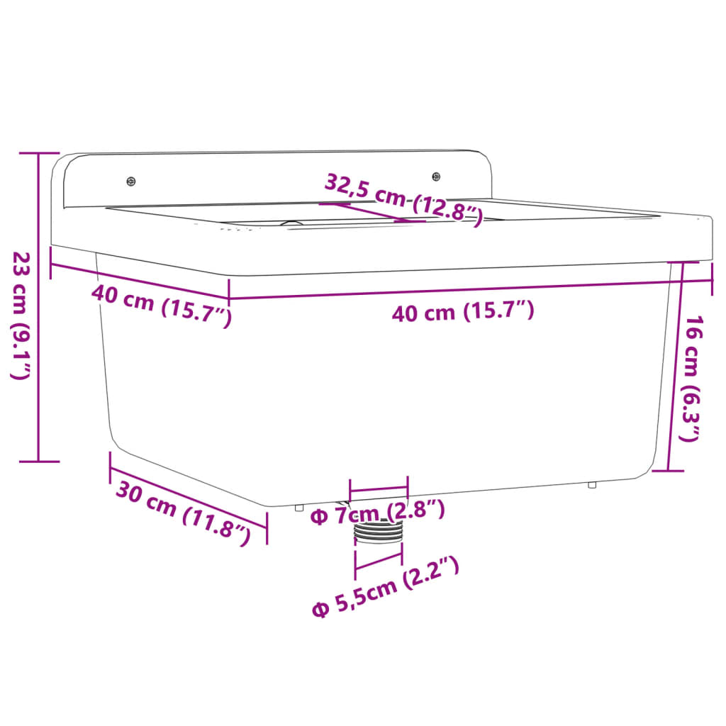 Lavabo a Parete Grigio 40x40x24 cm in Resina | homemem39