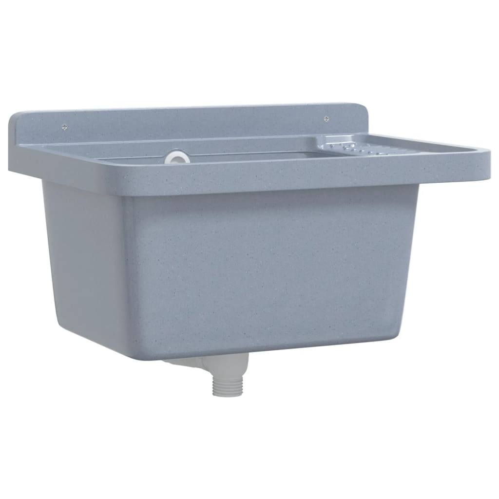 Lavabo a Parete Grigio 50x35x24 cm in Resina | homemem39