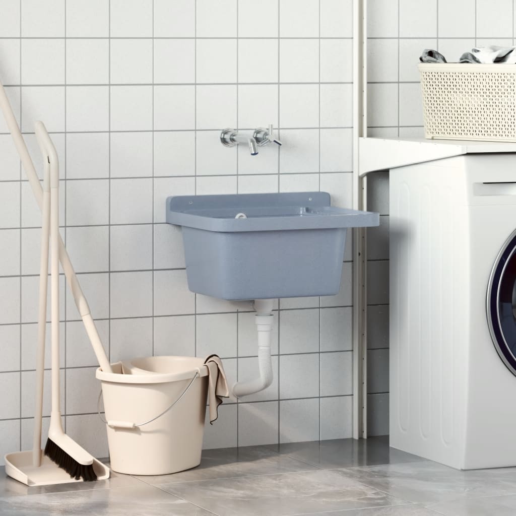 Lavabo a Parete Grigio 50x35x24 cm in Resina | homemem39