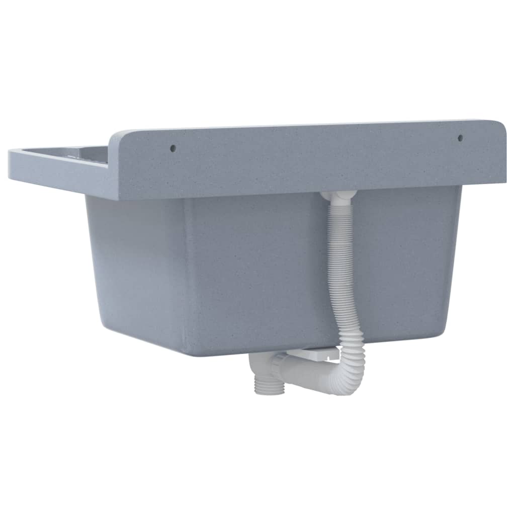 Lavabo a Parete Grigio 50x35x24 cm in Resina - homemem39