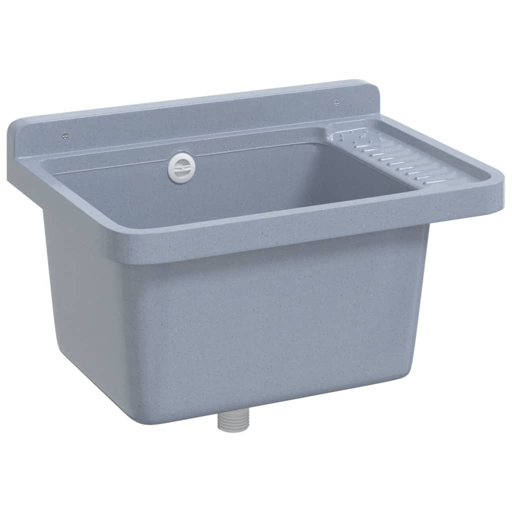Lavabo a Parete Grigio 50x35x24 cm in Resina | homemem39