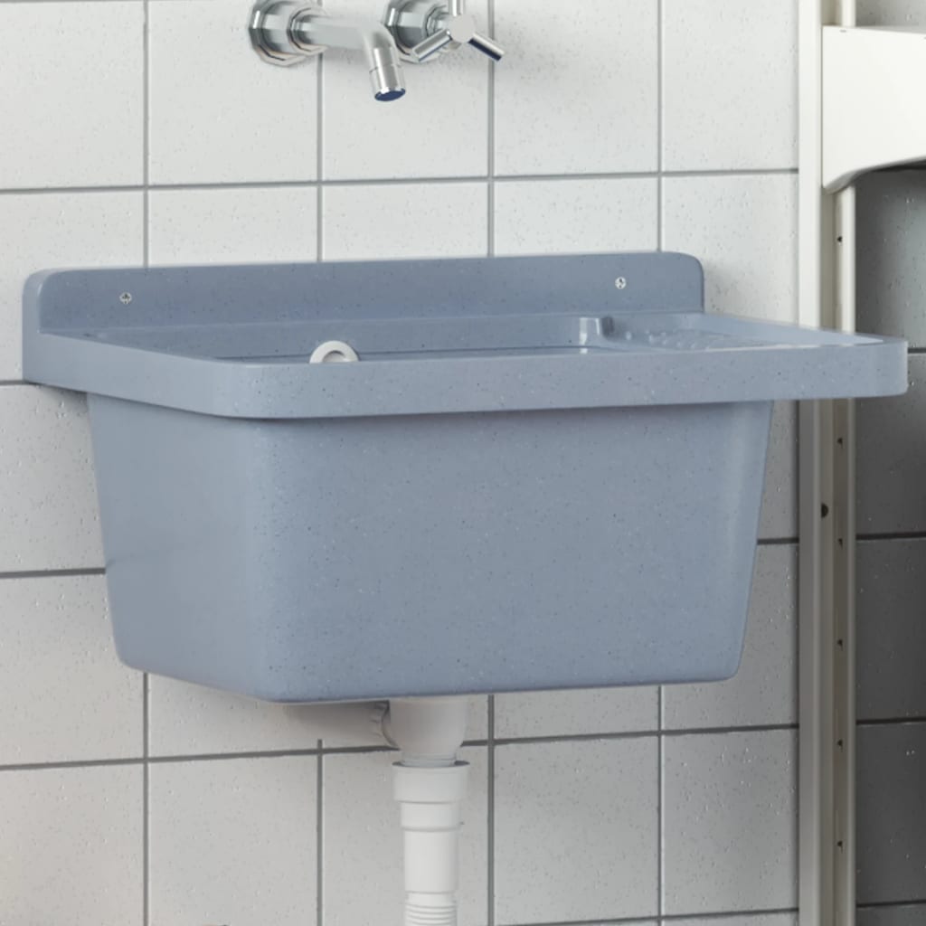 Lavabo a Parete Grigio 50x35x24 cm in Resina - homemem39