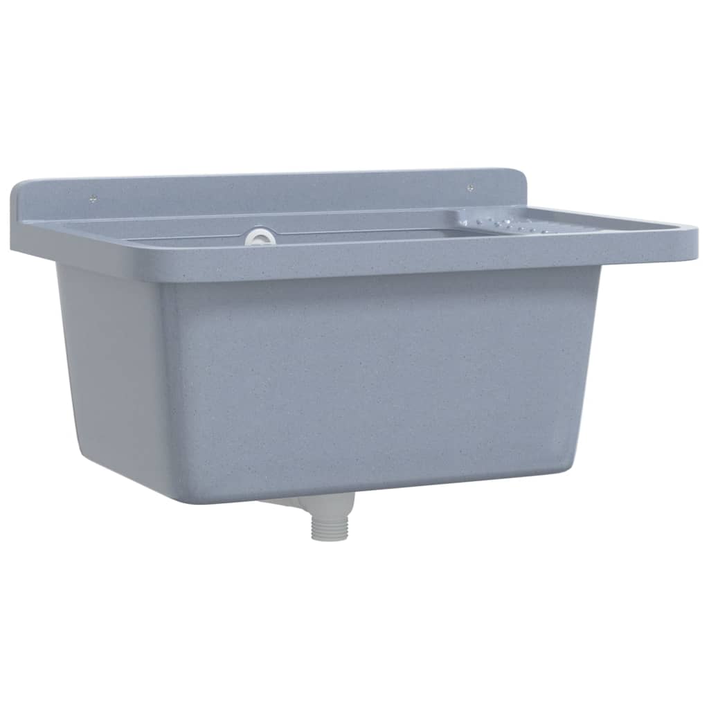 Lavabo a Parete Grigio 60x40x28 cm in Resina - homemem39