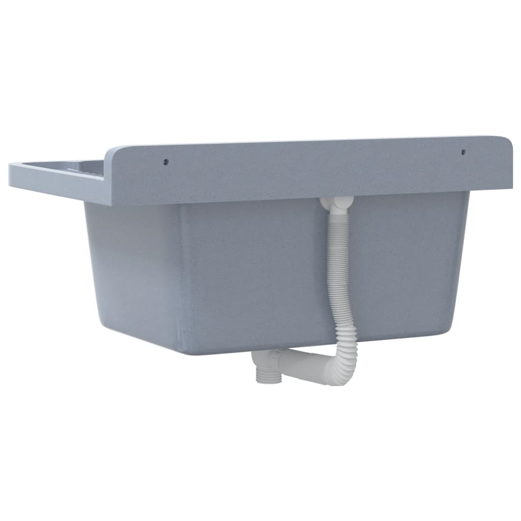 Lavabo a Parete Grigio 60x40x28 cm in Resina - homemem39