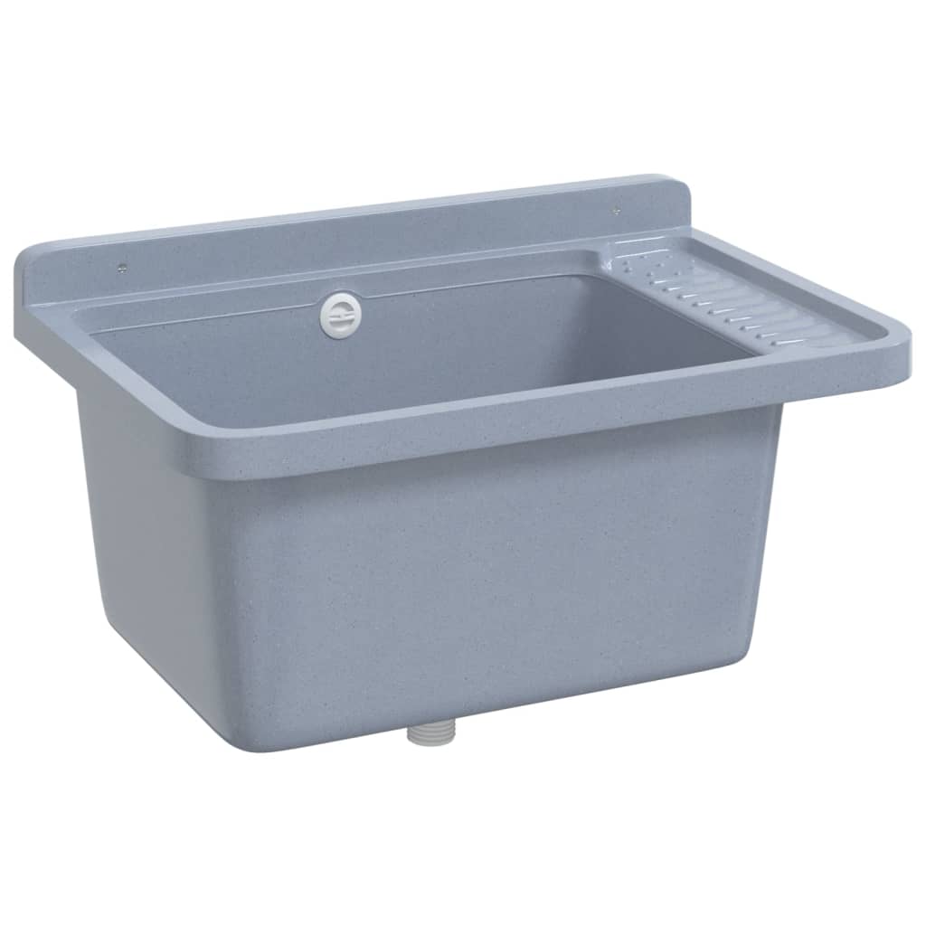 Lavabo a Parete Grigio 60x40x28 cm in Resina - homemem39