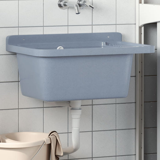 Lavabo a Parete Grigio 60x40x28 cm in Resina - homemem39