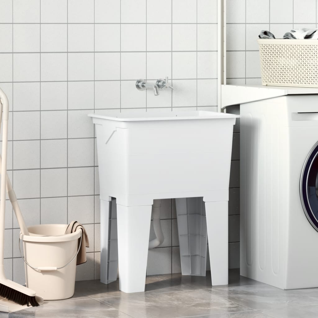Vasca per Lavanderia Bianca 59x41x75 cm in Resina - homemem39
