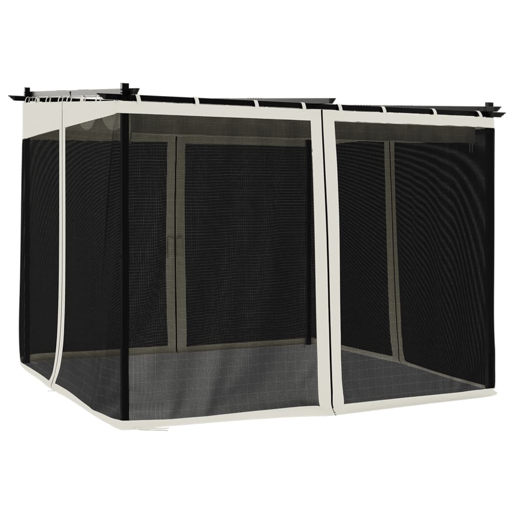Gazebo con Pareti in Rete Crema 3x3 m in Acciaio | homemem39