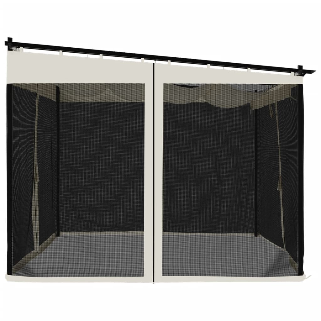 Gazebo con Pareti in Rete Crema 3x3 m in Acciaio | homemem39