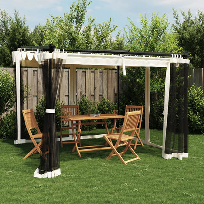 Gazebo con Pareti in Rete Crema 3x3 m in Acciaio | homemem39