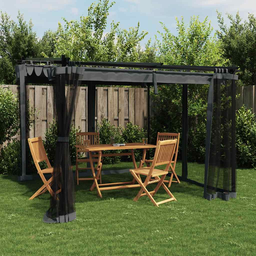 Gazebo con Pareti in Rete Antracite 3x3 m in Acciaio | homemem39