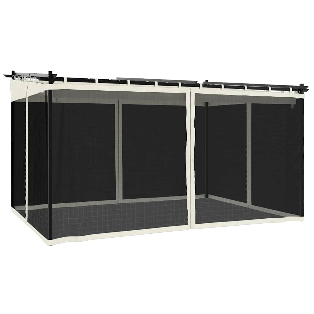 Gazebo con Pareti in Rete Crema 4x3 m in Acciaio | homemem39