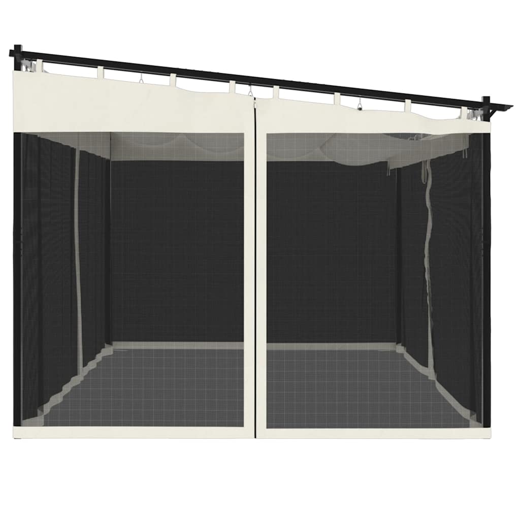 Gazebo con Pareti in Rete Crema 4x3 m in Acciaio | homemem39