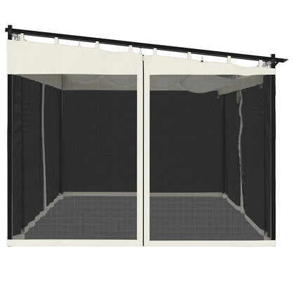Gazebo con Pareti in Rete Crema 4x3 m in Acciaio | homemem39