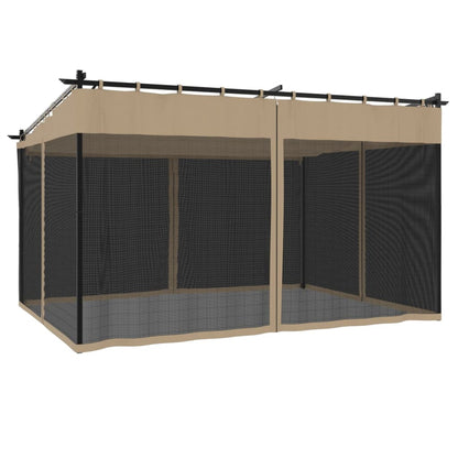 Gazebo con Pareti in Rete Tortora 4x3 m in Acciaio | homemem39