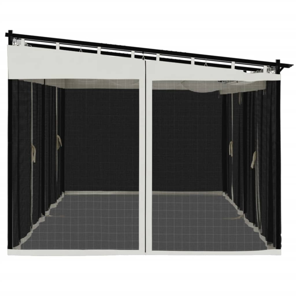 Gazebo con Pareti in Rete Crema 6x3 m in Acciaio | homemem39