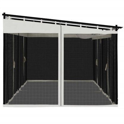 Gazebo con Pareti in Rete Crema 6x3 m in Acciaio | homemem39